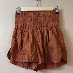 Free People FP Movement The Way Home Shorts High Waisted Medium Gym Runner Rust